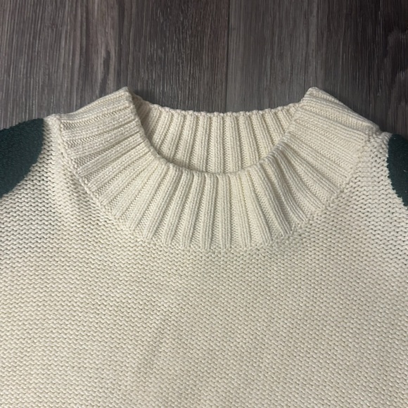 Harkel Beige Green Leaf Jumper Embroidered Soft Knit Size US 12 - Picture 4 of 7